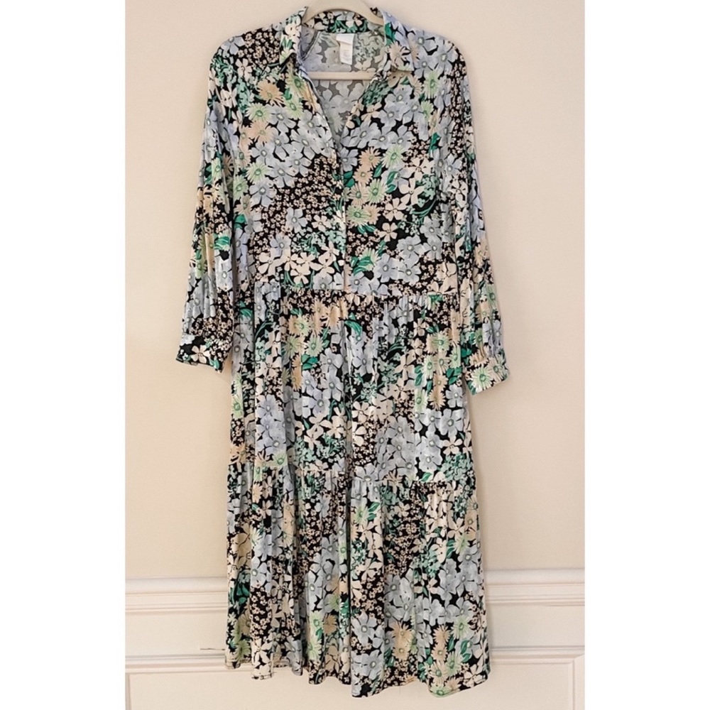 H&M floral collared maxi dress